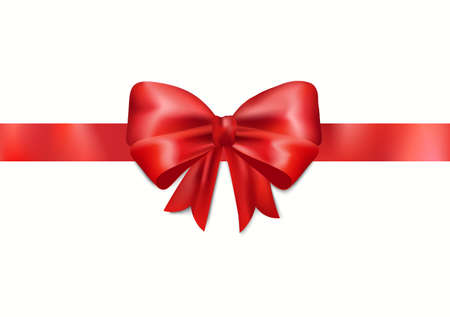 Red Bow with ribbon on white background. Vectorのイラスト素材