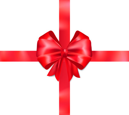 Red Bow with ribbon on white background. Vectorのイラスト素材