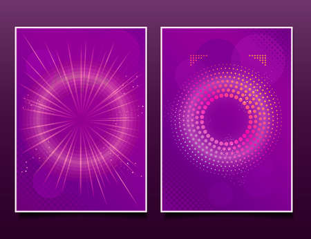 Purple circle brochure, business flyer design template. Leaflet cover presentation. Abstract technology. vectorの写真素材