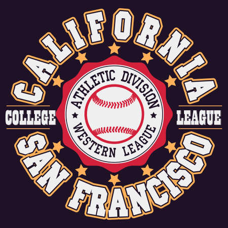 Baseball emblem. California typography print, Sport print t-shirt. vectorのイラスト素材