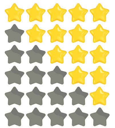 Rating Yellow rating stars stars set. Vectorのイラスト素材