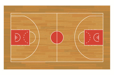 Basketball court floor with line. Top view outline. Vectorのイラスト素材