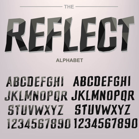 Modern bold font and alphabet, Reflect Font with shadow. 3D typography design vectorのイラスト素材