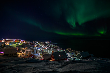 Northern lights over Nuukの写真素材