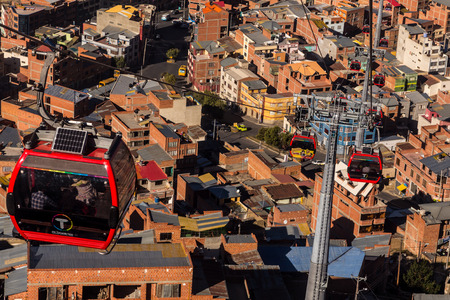 Cable cars system in La Paz, Bolivia, May 2016の写真素材