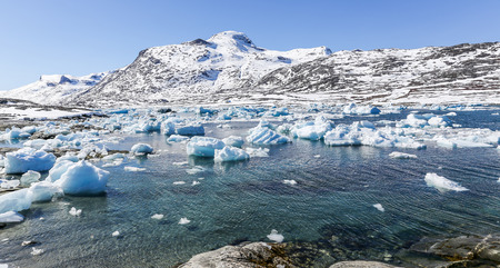 Iceberg lagoon, nearby Qoornoq former fishermen village, Greenland
