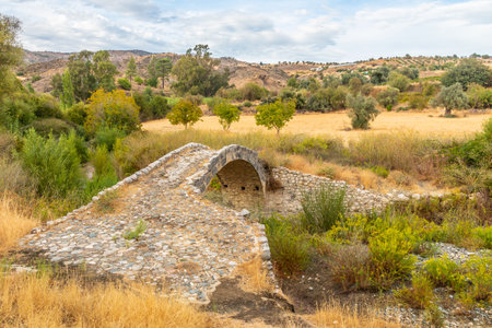 Skarfos ancient venetian stone bridge, Paphos, Cyprusの写真素材