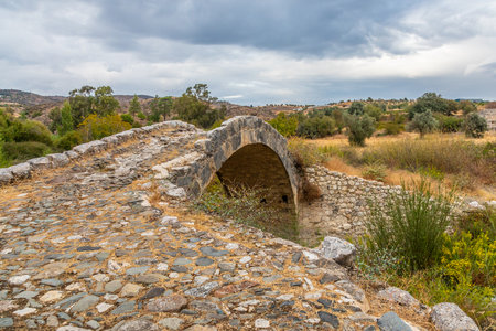 Skarfos ancient venetian stone bridge, Paphos, Cyprusの写真素材