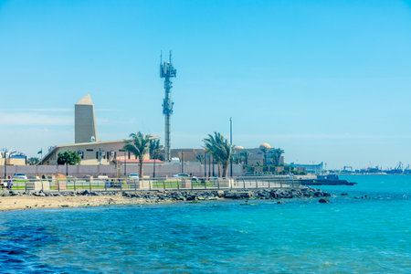 Al-Hamra corniche seaside lagoon view, Jeddah, Saudi Arabiaの写真素材