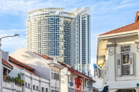 Traditional colonial heritage buildings with contemporary high rise modern towers in the downtown...
