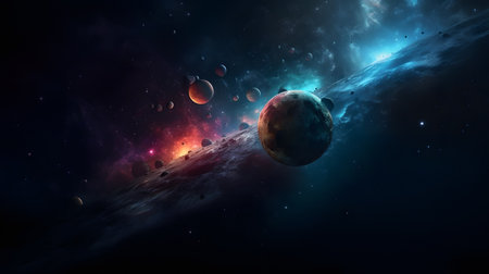 Planets and galaxy, science fiction wallpaper. Beauty of deep space. Billions of galaxies in the universe Cosmic art backgroundの写真素材