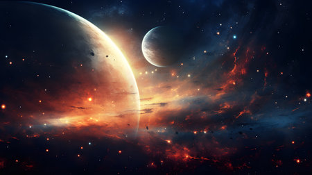Planets and galaxy, science fiction wallpaper. Beauty of deep space. Billions of galaxies in the universe Cosmic art backgroundの写真素材