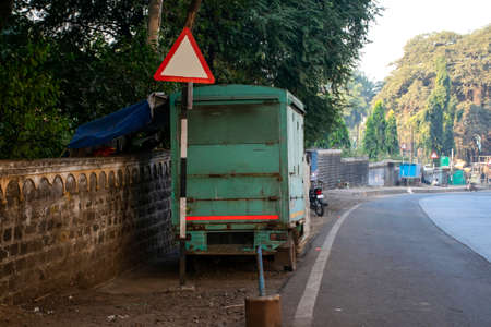 Stock photo of closed street food stall during lock down in Kolhapur city Maharashtra India