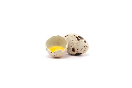 quail eggs isolated on white backgroundの写真素材