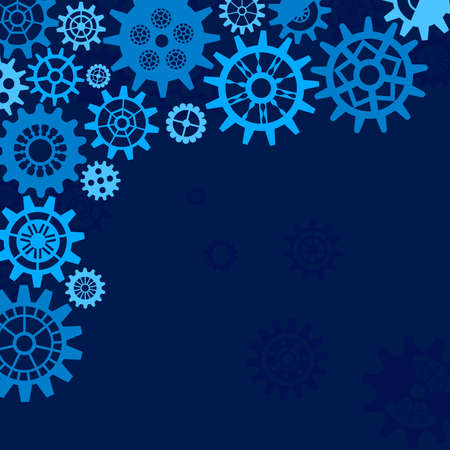 Abstract technology background with cogwheel, engineering cover template in blue. Suitable for websites, banners, backgrounds. Simple vector illustrationのイラスト素材