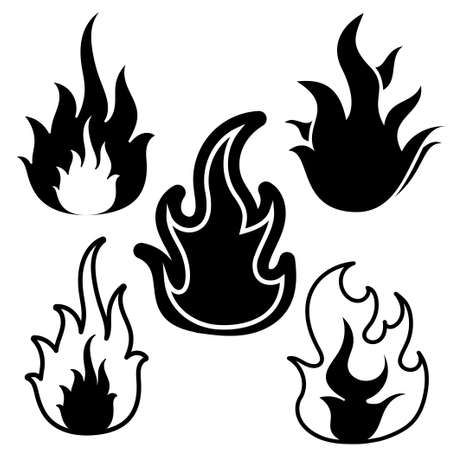 Set of black fire icons. For decorative projects. Simple flat vector illustration.のイラスト素材