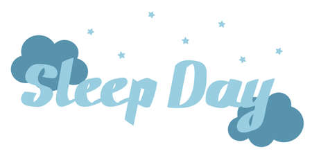 World day of sleep, night starry sky, inscription. For banner, poster, flyer, postcard. simple flat vector illustrationのイラスト素材