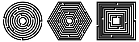 Set of 3 maze - labyrinth on white backgroundのイラスト素材