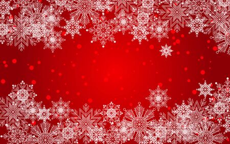 Christmas and New Year red vector background with snowflakes.のイラスト素材