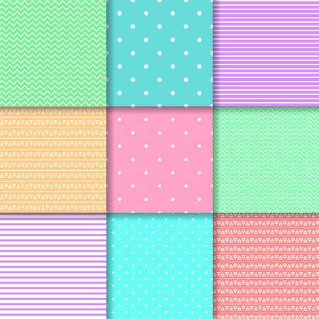 Ilustración de Set of nine seamless pattern in pastel colors - Imagen libre de derechos