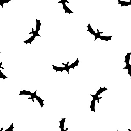 Seamless pattern background with bats. Black on White textureのイラスト素材