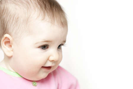 Sixth Month Baby Girl on White Background