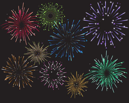 Celebration Fireworks and Colorsのイラスト素材