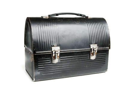 Vintage Lunch Box painted black with silver latches