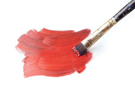 Brush Stroke with Paintbrush Isolated on Whiteの写真素材