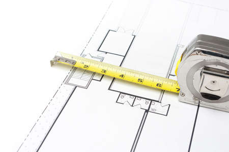 Measuring Tape on Floor Plansの写真素材