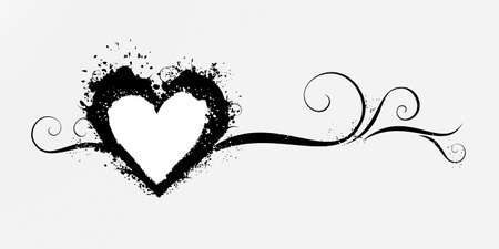 Messy Grunge Heart with Decorative Curlsのイラスト素材
