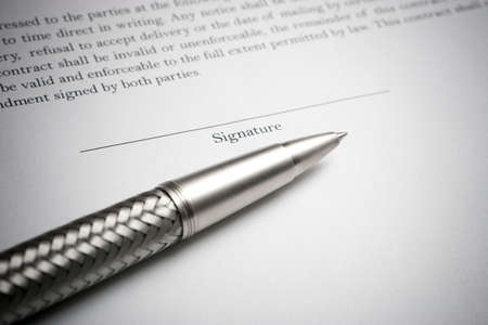 Ballpoint Pen with Contract and signature lineの写真素材