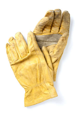 Work Gloves Isolated on White. Clear focus on entire texture of gloves.
