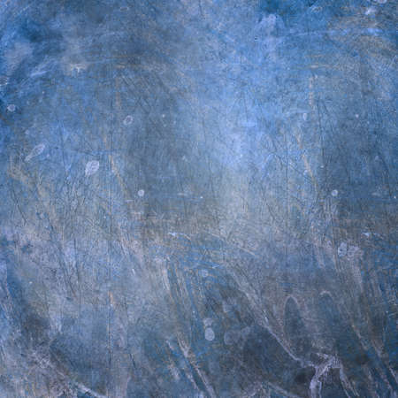 Grunge metal surface with scratches and stain spots. Blue and gray colors.の写真素材