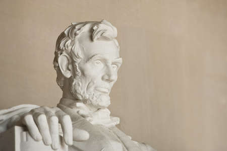 Lincoln Memorial in Washington DC. Close up of head. Focus on face.の写真素材