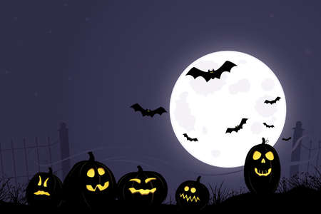 Full moon over Jack O' Lanternsのイラスト素材