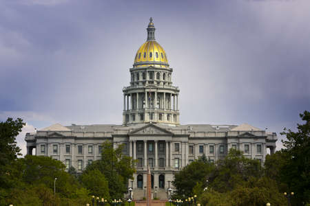 Denver Capitol Summer 2010 with dark clouds behindの写真素材