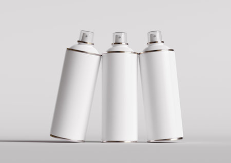 Blank white aerosol spray bottle mockup, 3d renderingの写真素材