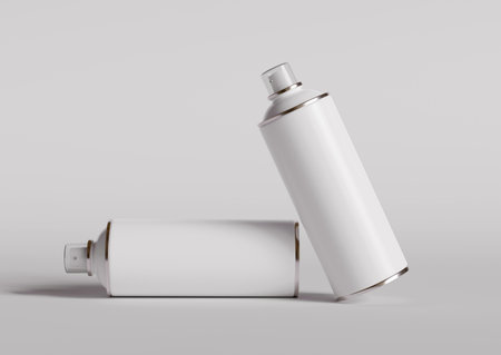 Blank white aerosol spray can mockup, 3d renderingの写真素材