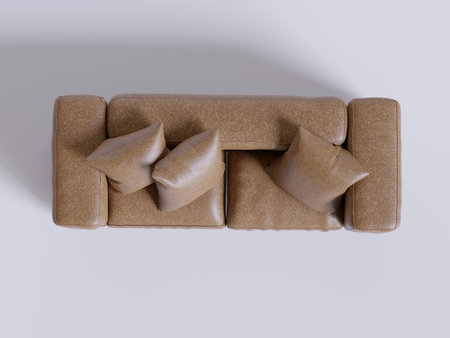 Sofa with pillows on a white background. 3d renderingの写真素材
