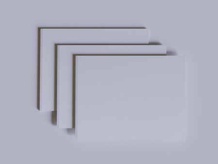 3d rendering of a stack of paper sheets on a gray backgroundの写真素材