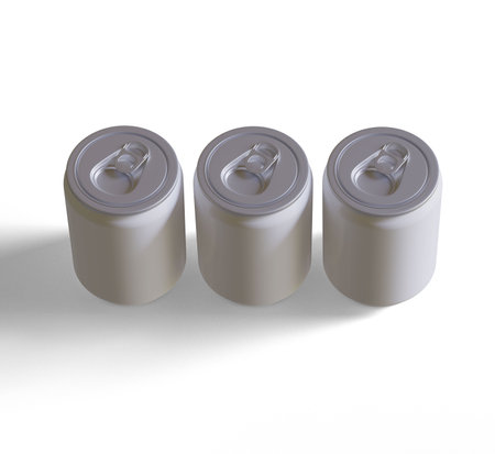 Aluminum cans isolated on a white background. 3d rendering.