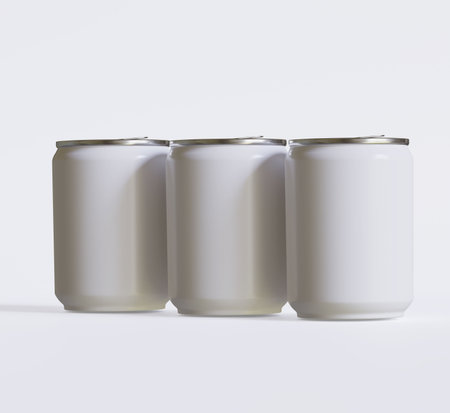 Aluminum can mockup on a white background. 3d renderingの写真素材