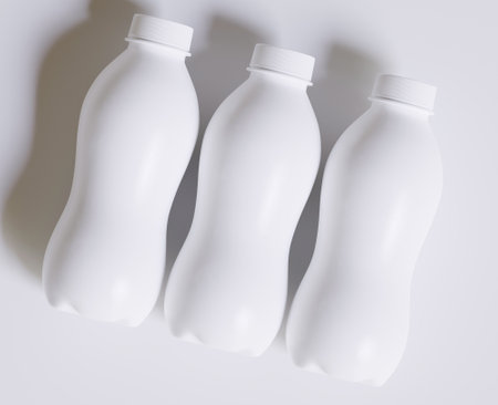 Milk Plastic Bottle White Color and realistic texture rendering 3Dの写真素材