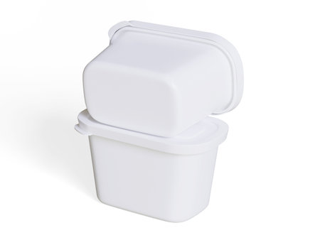 Realistic plastic container packaging or plastic food for mockup collection rendering 3D illustration isolated on white backgroundの写真素材