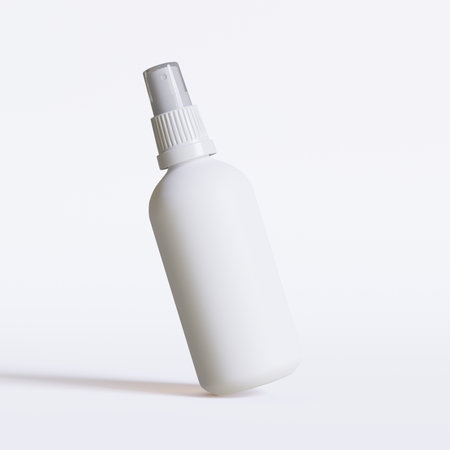 Blank white cosmetic bottle mockup isolated on white background. 3d renderingの写真素材