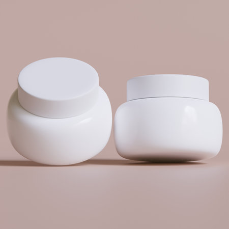 Cosmetic cream jar mockup, 3d render, no shadowsの写真素材