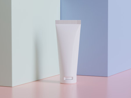 Realistic cosmetic with podium, 3D render illustration for mockup collection