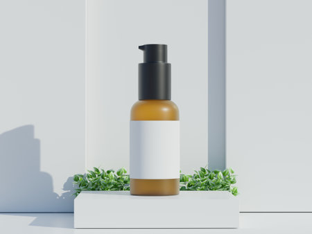 Realistic cosmetic with podium, 3D render illustration for mockup collectionの写真素材