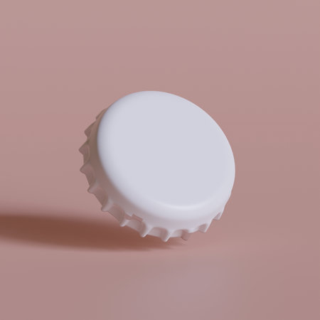 3d rendering of a white bottle cap on a pink background.の写真素材